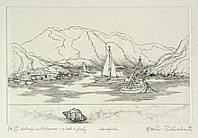 Wakacje na Kalymnos – widok z plaży (13,5x20,8 cm)